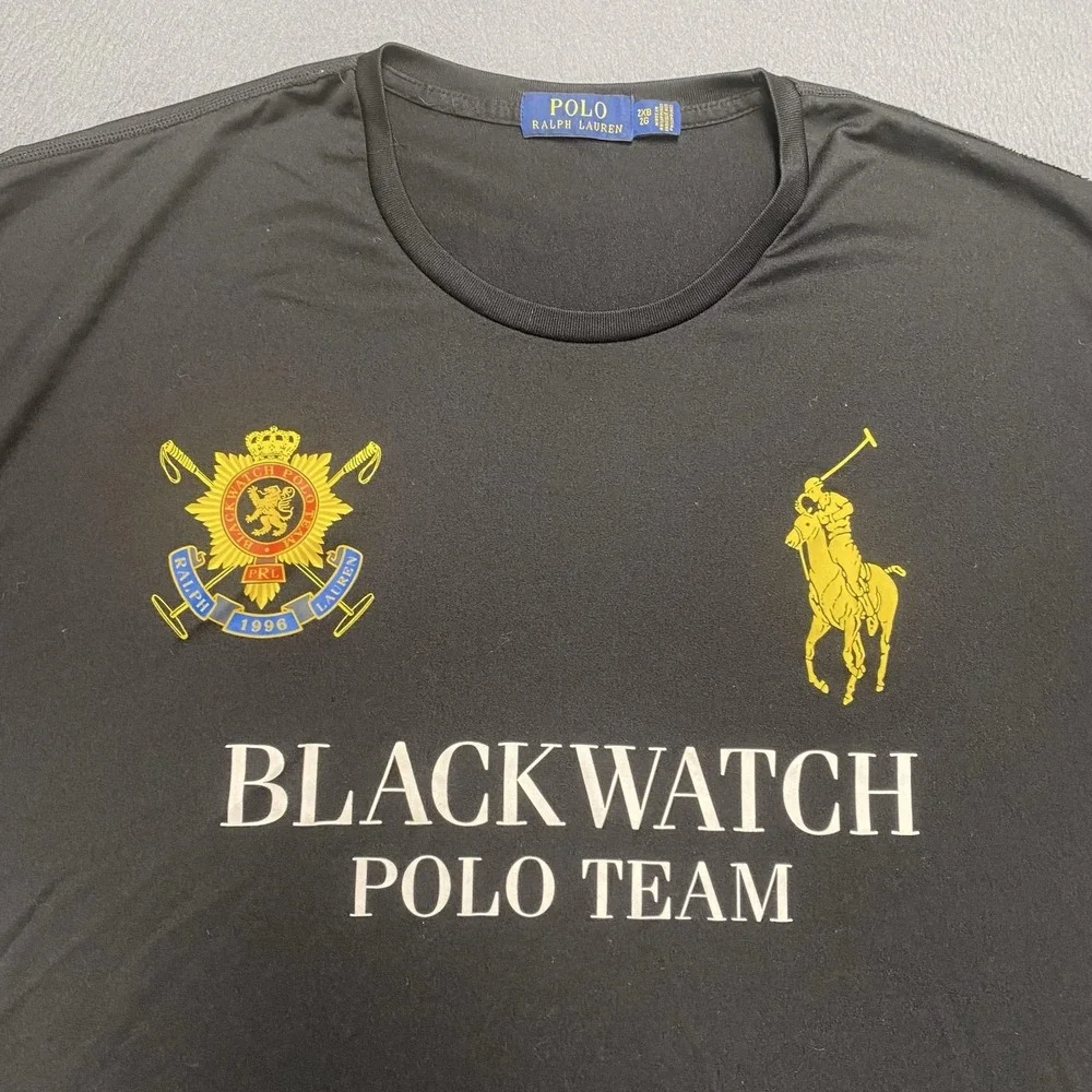 Polo Ralph‎ Lauren Shirt Mens Big 2X Black Blackwatch Polo Team Jersey Tee